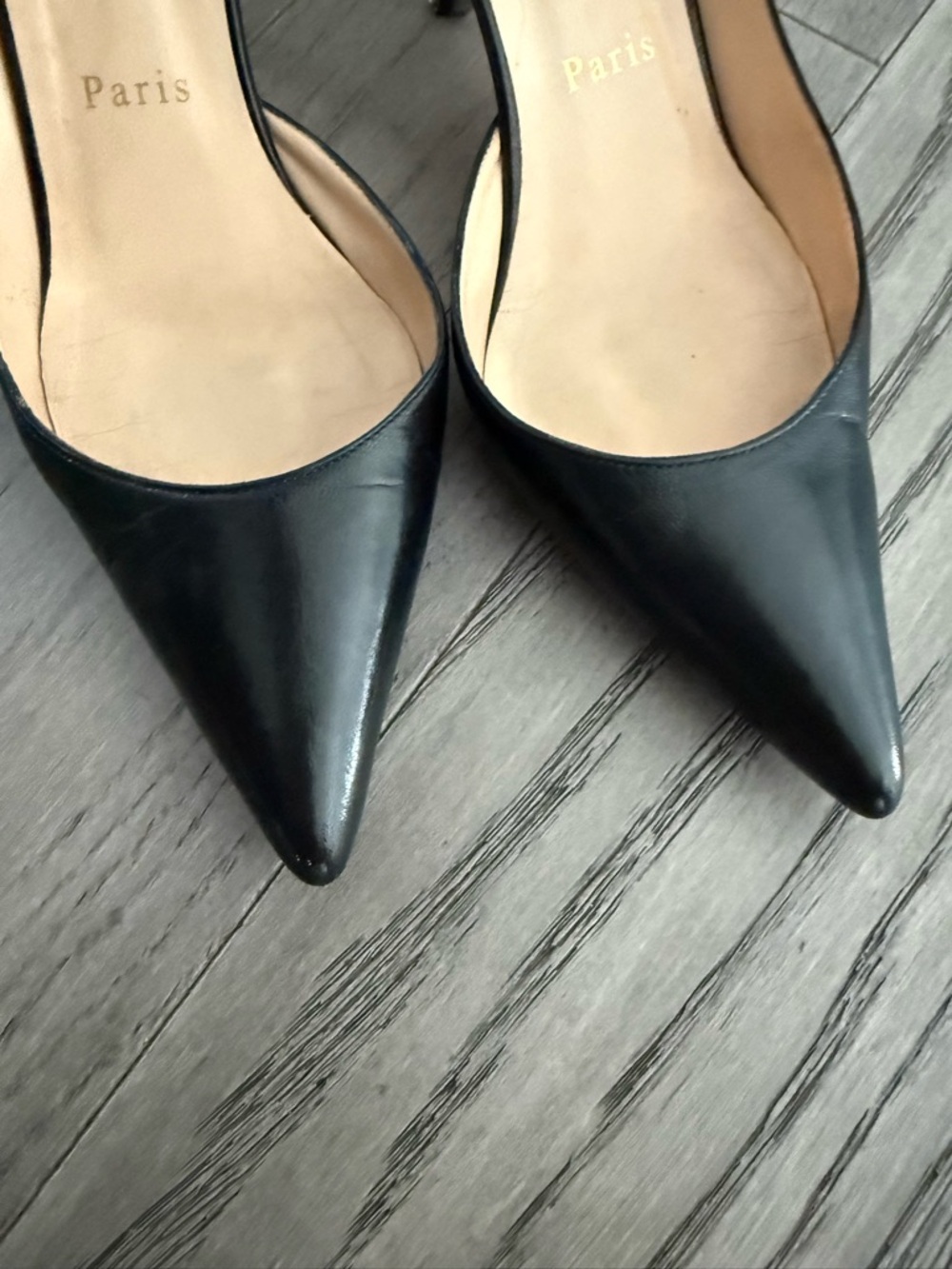 Christian Louboutin Iriza Black Pointed-Toe Leather Heels - Picture 7 of 9